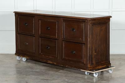 Large 19thC French Mahogany Pine Painted Counter Drawers