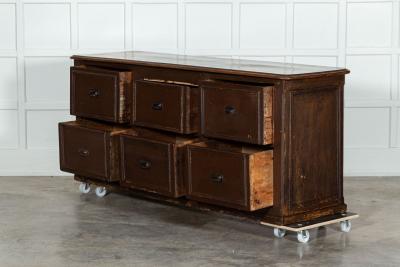 Large 19thC French Mahogany Pine Painted Counter Drawers