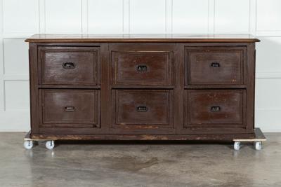 Large 19thC French Mahogany Pine Painted Counter Drawers