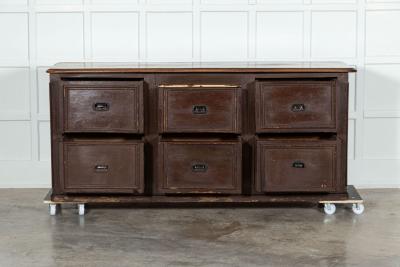 Large 19thC French Mahogany Pine Painted Counter Drawers