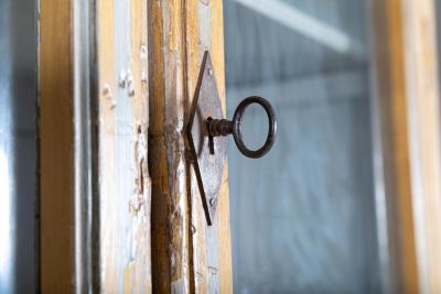 Large 19thC French Painted Pine Glazed Bookcase