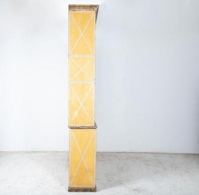 Large 19thC French Painted Pine Glazed Bookcase