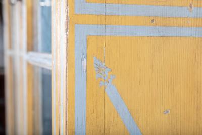 Large 19thC French Painted Pine Glazed Bookcase