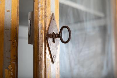 Large 19thC French Painted Pine Glazed Bookcase