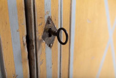 Large 19thC French Painted Pine Glazed Bookcase