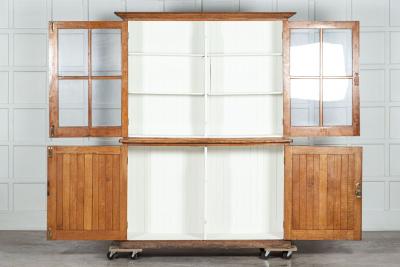 Large 19thC Glazed Oak Bookcase Dresser