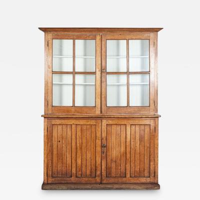 Large 19thC Glazed Oak Bookcase Dresser