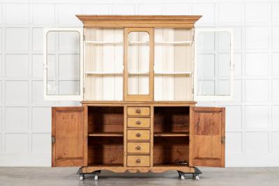 Large 19thC Painted English Pine Glazed Dresser