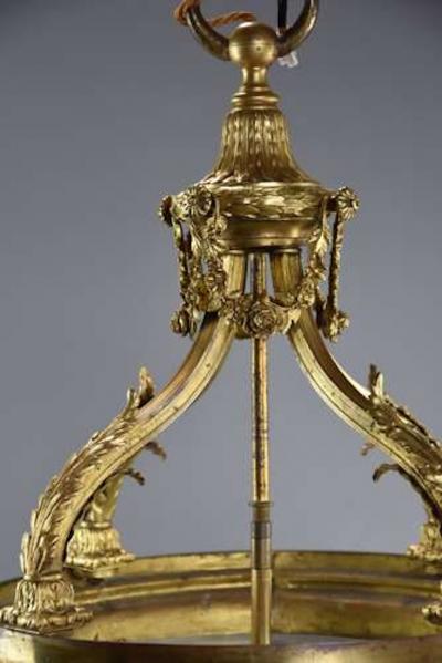 Large 19thc fine quality French gilt bronze circular hall lantern