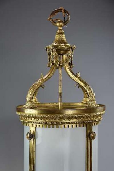 Large 19thc fine quality French gilt bronze circular hall lantern