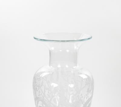 Large 20th Century Decorative Vase with Etched Antelopes by Erika Van Dewark