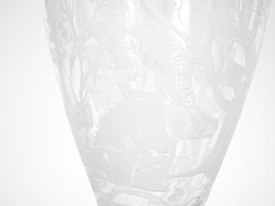 Large 20th Century Decorative Vase with Etched Antelopes by Erika Van Dewark