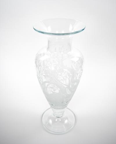 Large 20th Century Decorative Vase with Etched Antelopes by Erika Van Dewark