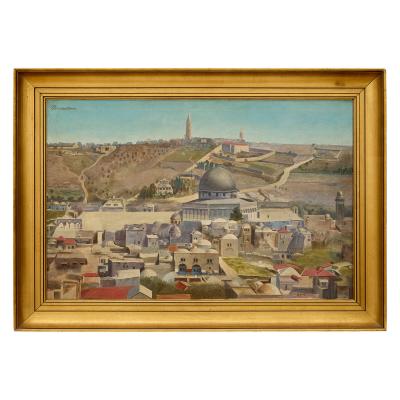 Large 20th century oil painting of Jerusalem