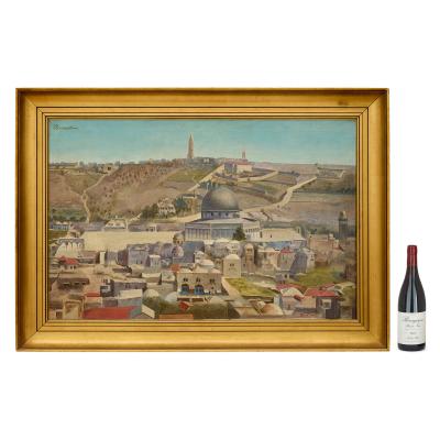Large 20th century oil painting of Jerusalem
