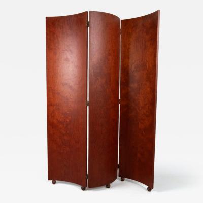Large 3 panelled curved wooden partition 1980s France
