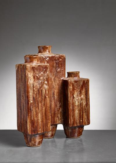 Large 48 cm 18 9 inch brown ceramic vase 1970s
