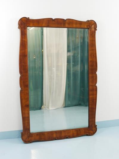 Large 59 Biedermeier Carved Scalloped Cherry Wood Wall Mirror Vienna 1850