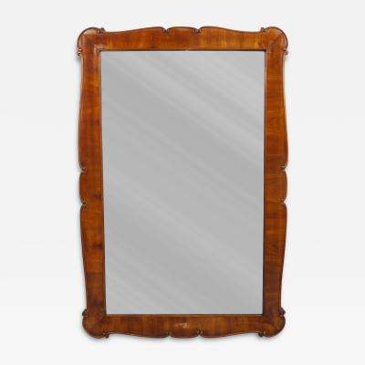 Large 59 Biedermeier Carved Scalloped Cherry Wood Wall Mirror Vienna 1850