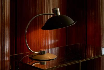 Large Adjustable Mid Century Table Lamp in Chrome and Black 1960s
