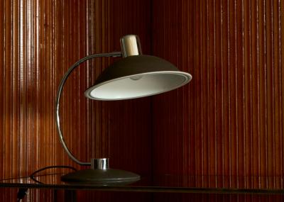 Large Adjustable Mid Century Table Lamp in Chrome and Black 1960s
