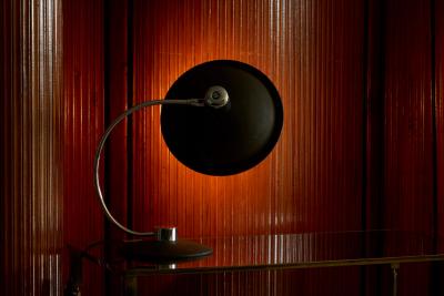 Large Adjustable Mid Century Table Lamp in Chrome and Black 1960s