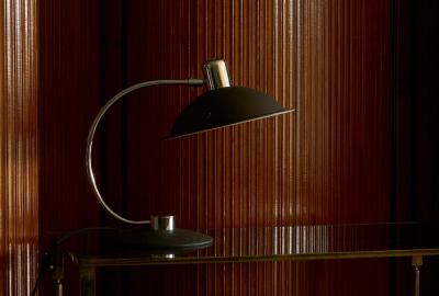 Large Adjustable Mid Century Table Lamp in Chrome and Black 1960s