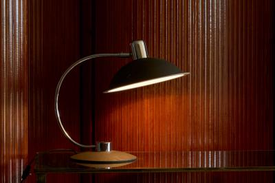 Large Adjustable Mid Century Table Lamp in Chrome and Black 1960s