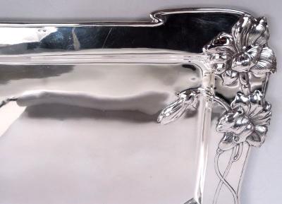 Large Antique Austrian Art Nouveau Silver Tray