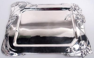 Large Antique Austrian Art Nouveau Silver Tray