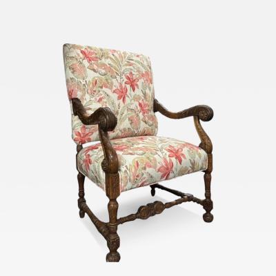 Large Antique Carved Italian Walnut Throne Chair 1 of 2