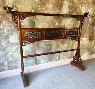 Large Antique Chinese Carved Wood Robe Display Rack