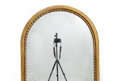 Large Antique French Louis Philippe Arched Top Giltwood Pier Mirror ca 1870