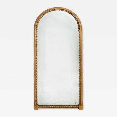 Large Antique French Louis Philippe Arched Top Giltwood Pier Mirror ca 1870