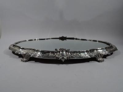Large Antique French Rococo Revival Silver Centerpiece Plateau