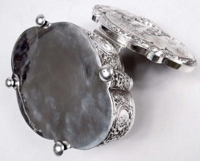 Large Antique German Rococo Classical Sterling Silver Box