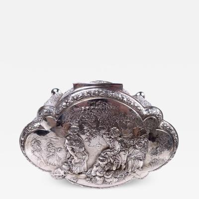 Large Antique German Rococo Classical Sterling Silver Box