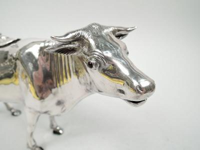 Large Antique German Silver Bountiful Bessie Cow Creamer