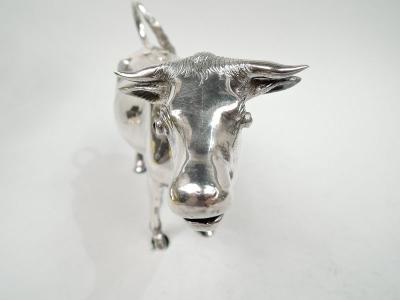 Large Antique German Silver Bountiful Bessie Cow Creamer