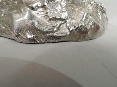 Large Antique German Silver Perched Bird Spice Box