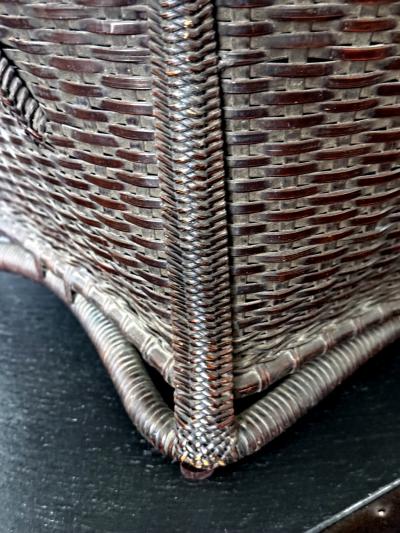 Large Antique Japanese Bamboo Flower Basket Hahakago in Chinese Taste