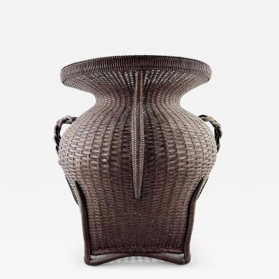 Large Antique Japanese Bamboo Flower Basket Hahakago in Chinese Taste