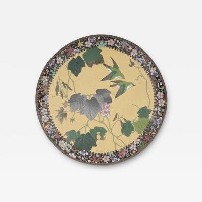 Large Antique Japanese Meiji Cloisonne Plate 1900