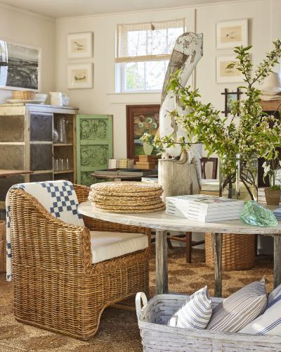 Large Antique Painted Basket