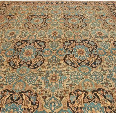 Large Antique Persian Bakhtiari Botanic Handmade Wool Carpet