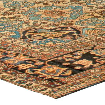 Large Antique Persian Bakhtiari Botanic Handmade Wool Carpet