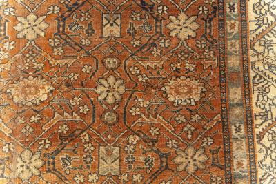 Large Antique Persian Bibikabad Brown Handmade Wool Rug