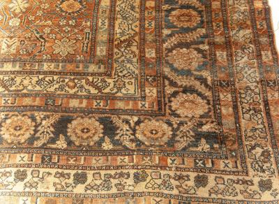 Large Antique Persian Bibikabad Brown Handmade Wool Rug
