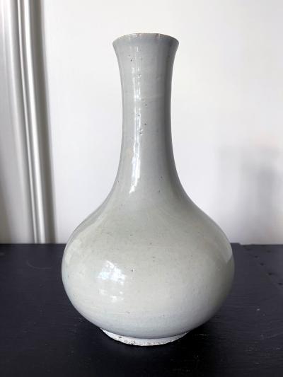 Large Antique White Glazed Bottle Vase Korean Ceramic Joseon Dynasty