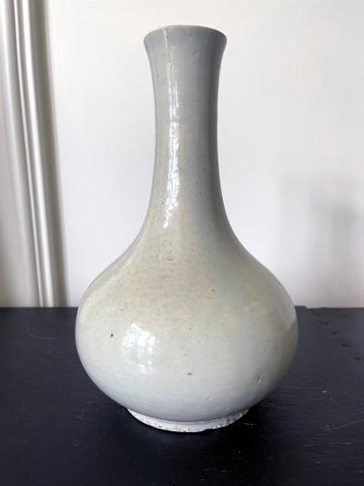 Large Antique White Glazed Bottle Vase Korean Ceramic Joseon Dynasty